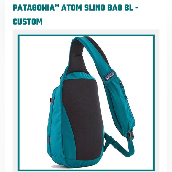 Patagonia’s 8L Atom Sling bag NEW with tags in print turquoise blue - Picture 5 of 11